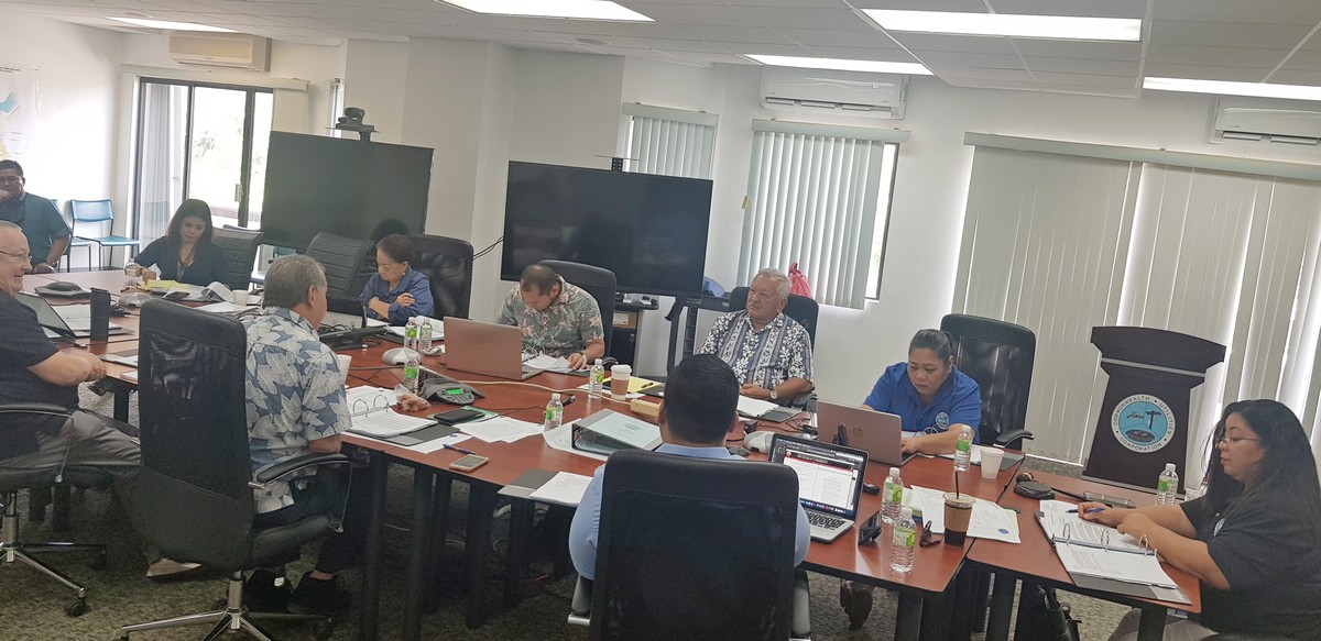 The Commonwealth Utilities Corp. board chaired by Miranda Manglona meets on Thursday in the CUC conference room. Photo by Junhan B. Todiño