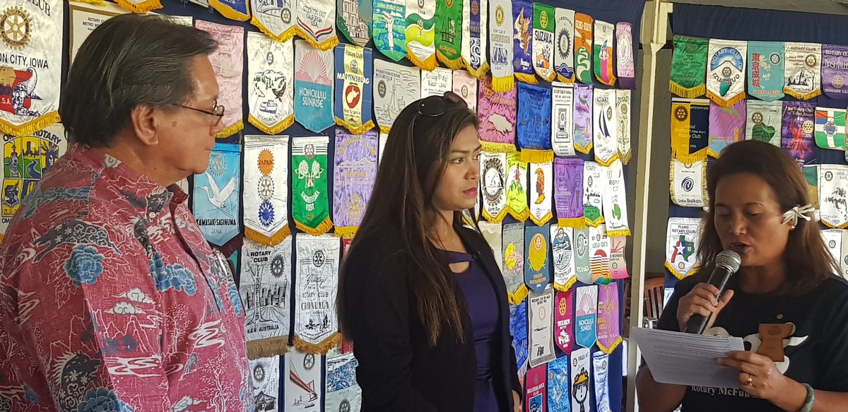 Rotary Club of Saipan international service director Greg Borja speaks about the upcoming healthcare seminar of the Marianas High School Pre-Med Club. Photo by Junhan B. Todino