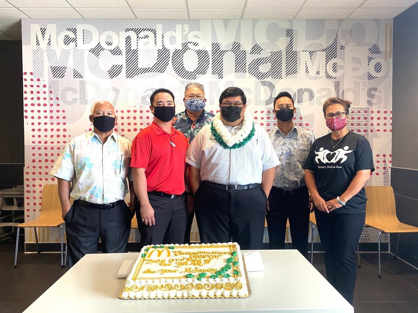 Jarred A. Castro has been awarded the McDonald’s Operations Technology Person or OTP Pro of the Year Award. Joining him at the recognition ceremony at McDonald’s Tamuning on Jan. 28, 2021 are McDonald’s of Guam and Saipan owner/operator Jose Ayuyu Sr., Tamuning general manager Vilmore Santiago, operations director Pacifico Martir, vice president Joe Ayuyu Jr., and owner/operator Marcia E. Ayuyu.Contributed photo