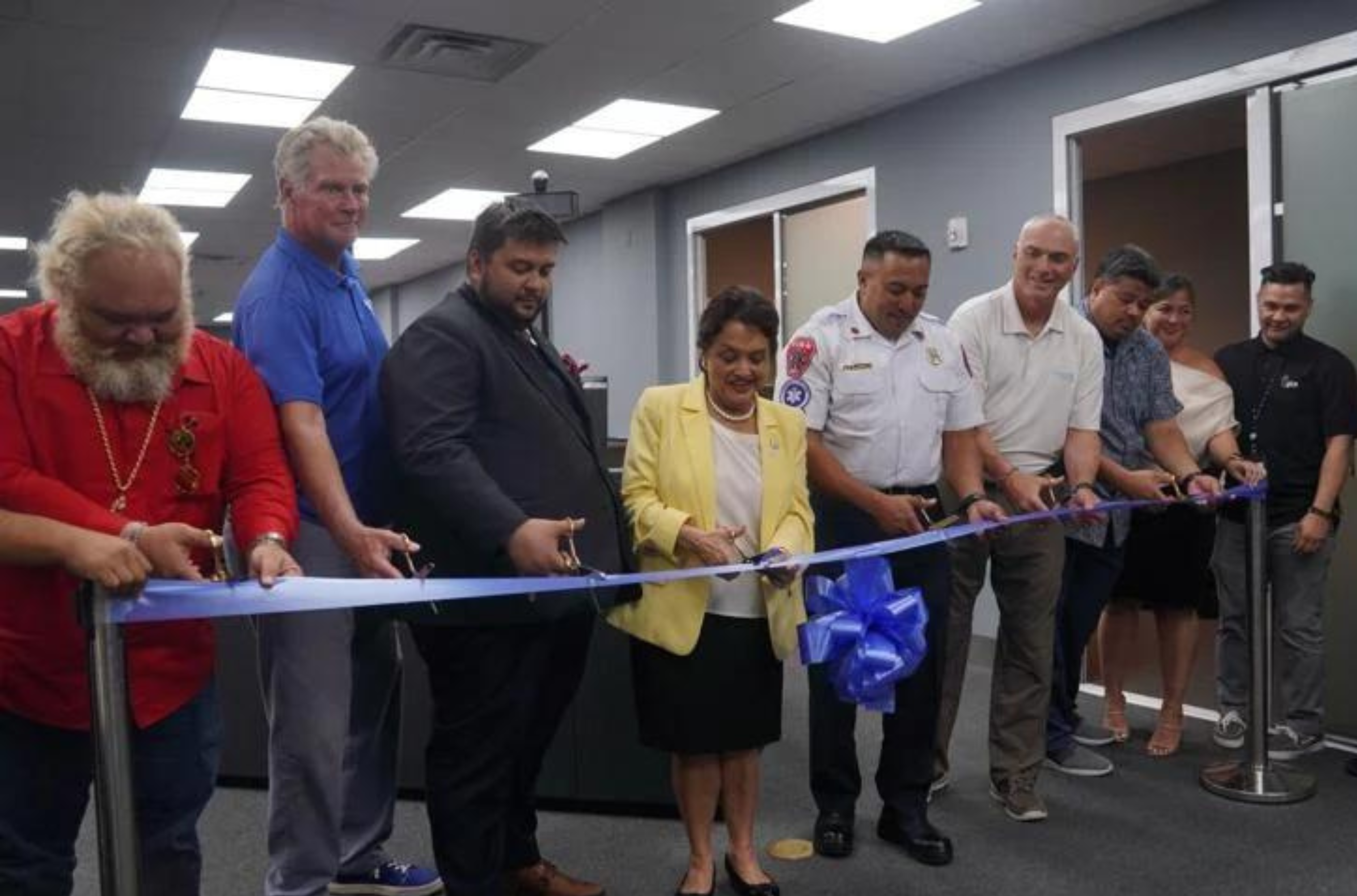 A ribbon-cutting ceremony was held for a brand-new 911 center Monday, May 8, 2023, at the Guam Fire Department offices in Hagåtña. 