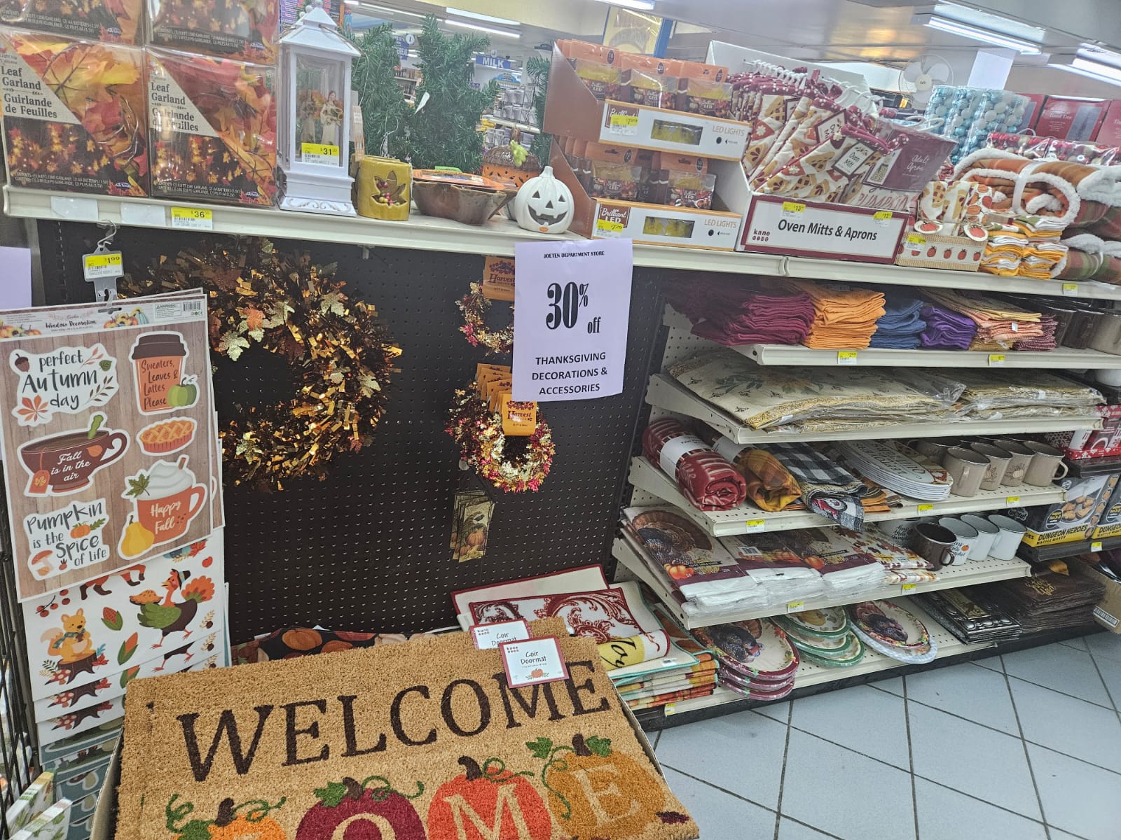 Joeten at Susupe offers 30% on Thanksgiving decor.
