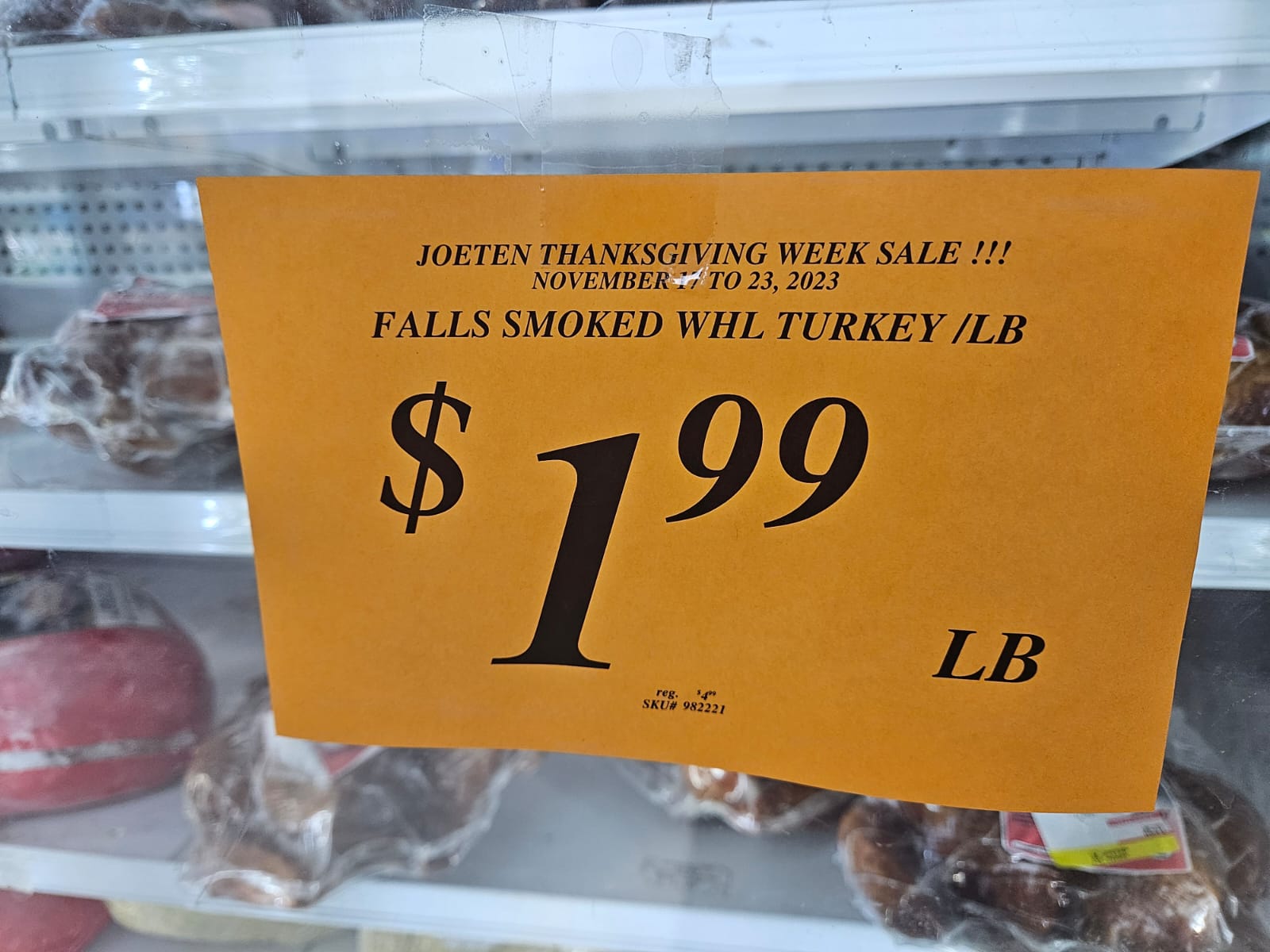Falls Smoked Turkey price at Joeten Susupe on November 22, 2023