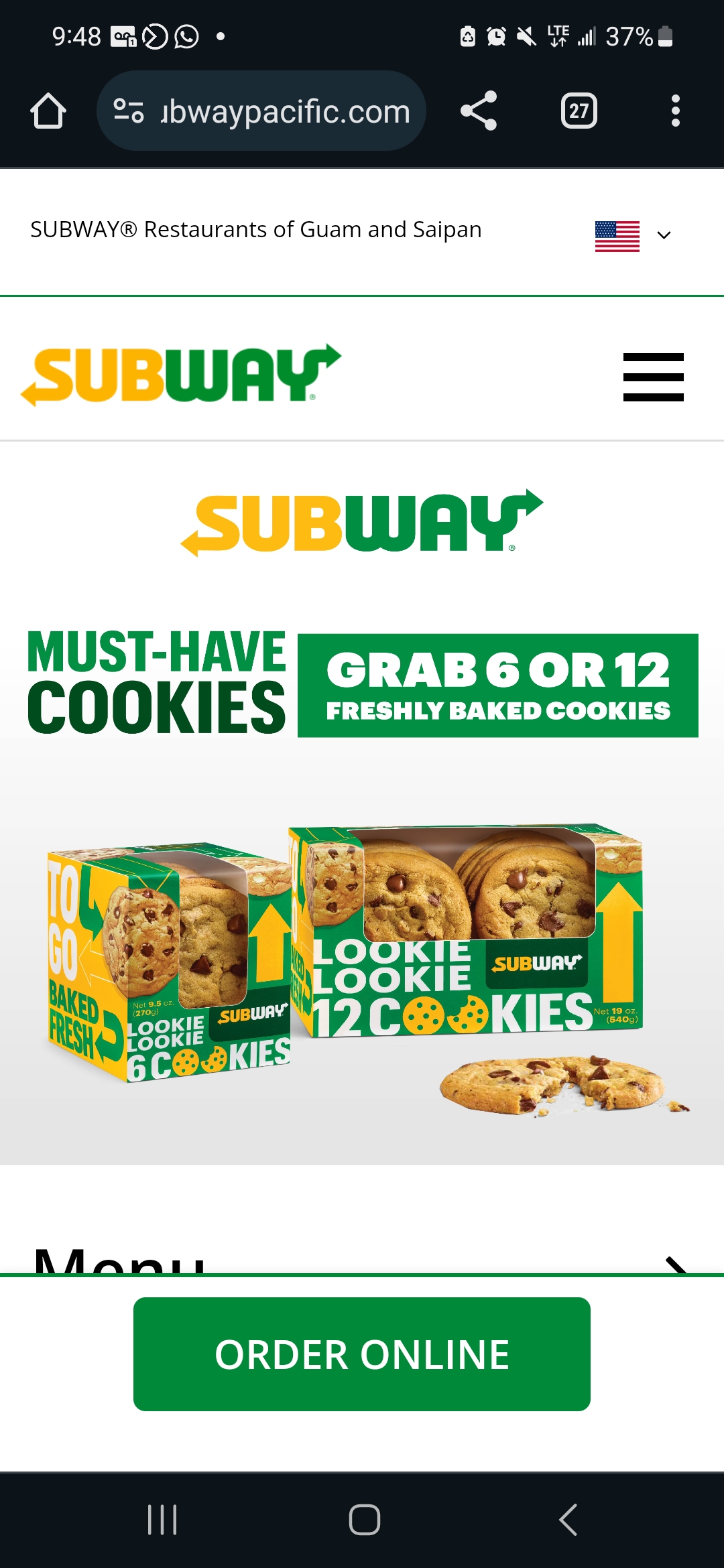 Click Order Online to start your order. 