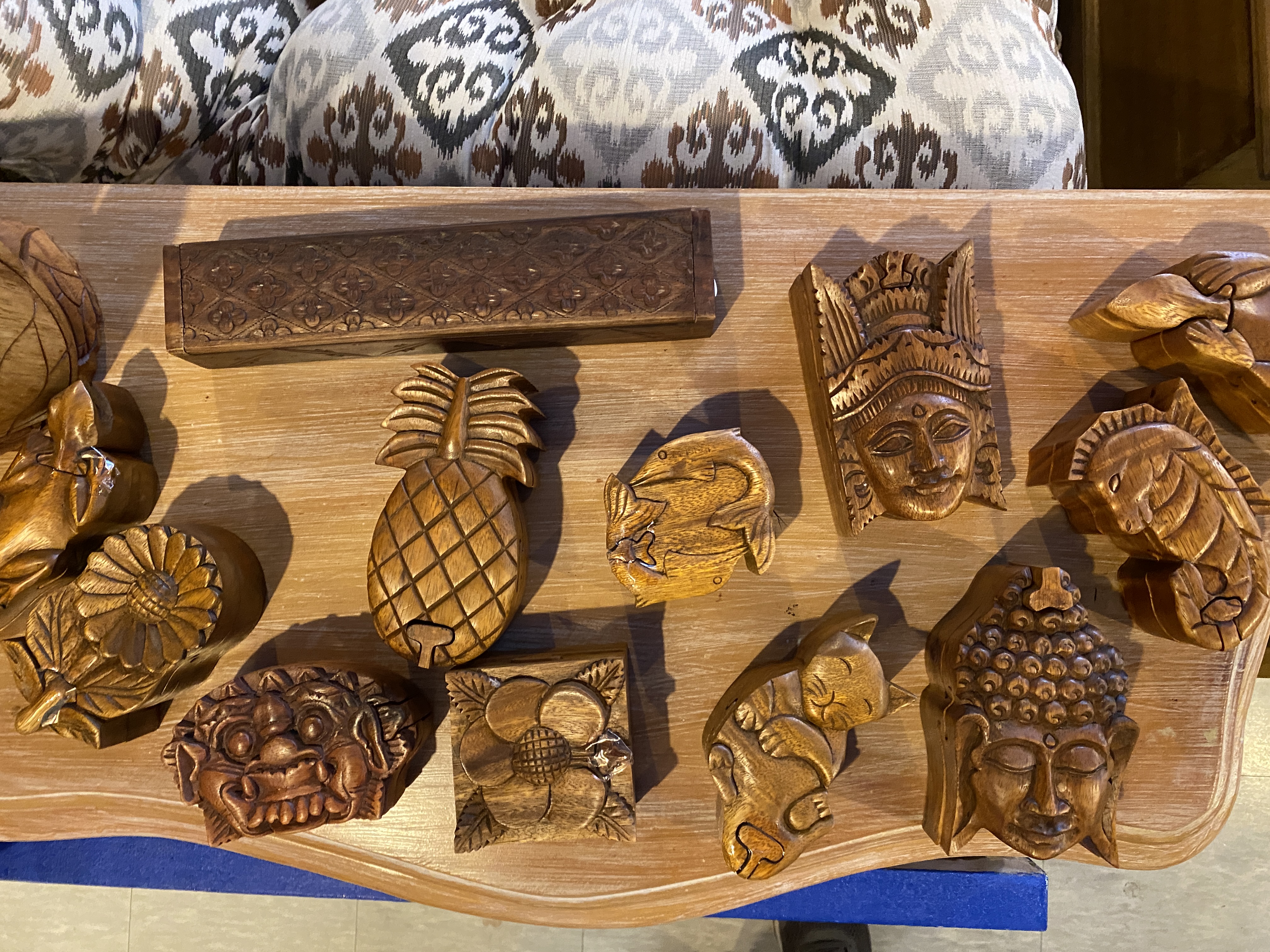 These teak carved boxes will set you back somewhere in the neighborhood of $19-$22 at Monika’s Treasures. 