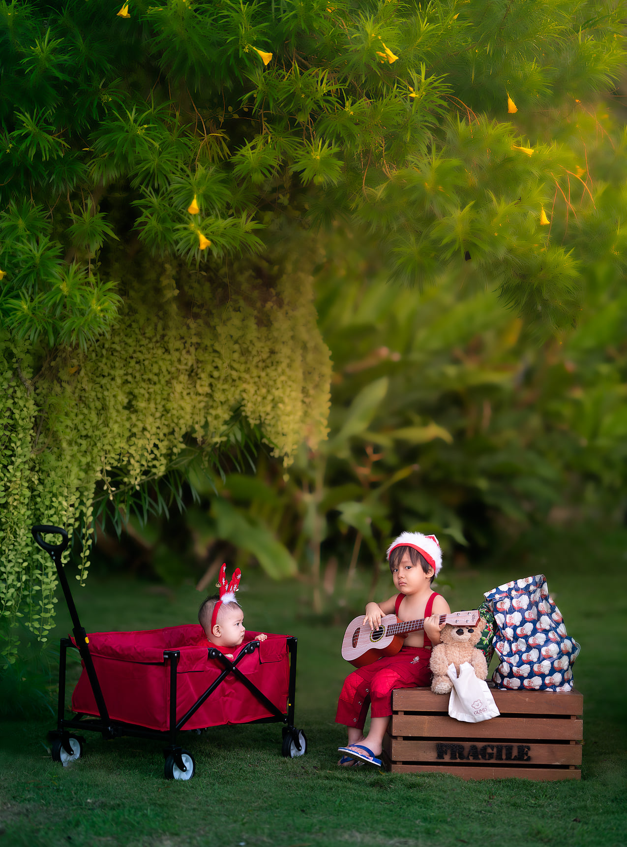 A creative backyard photograph capturing Frias' son.