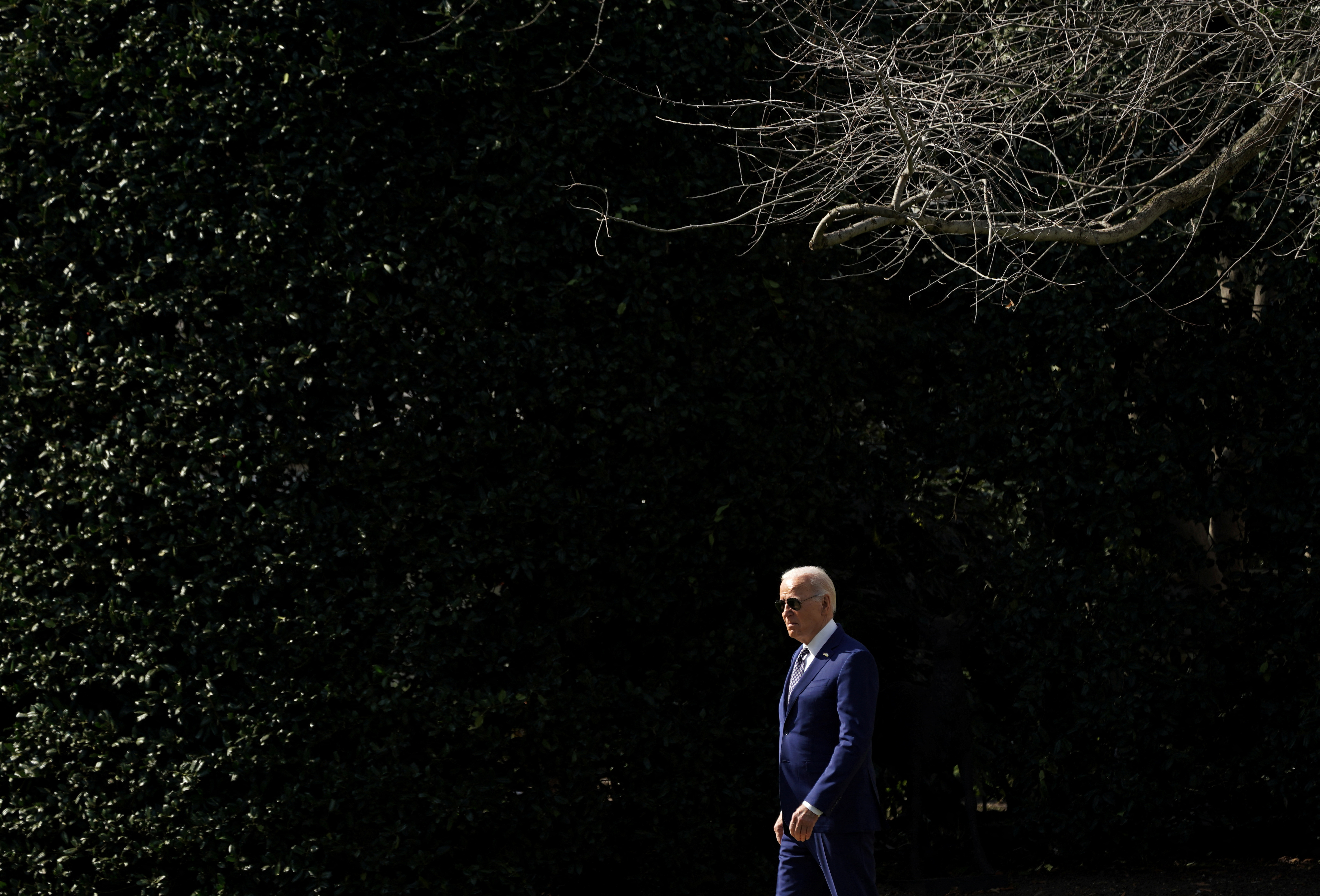 U.S. President Joe Biden departs for New York from the White House in Washington, U.S., February 26, 2024. 