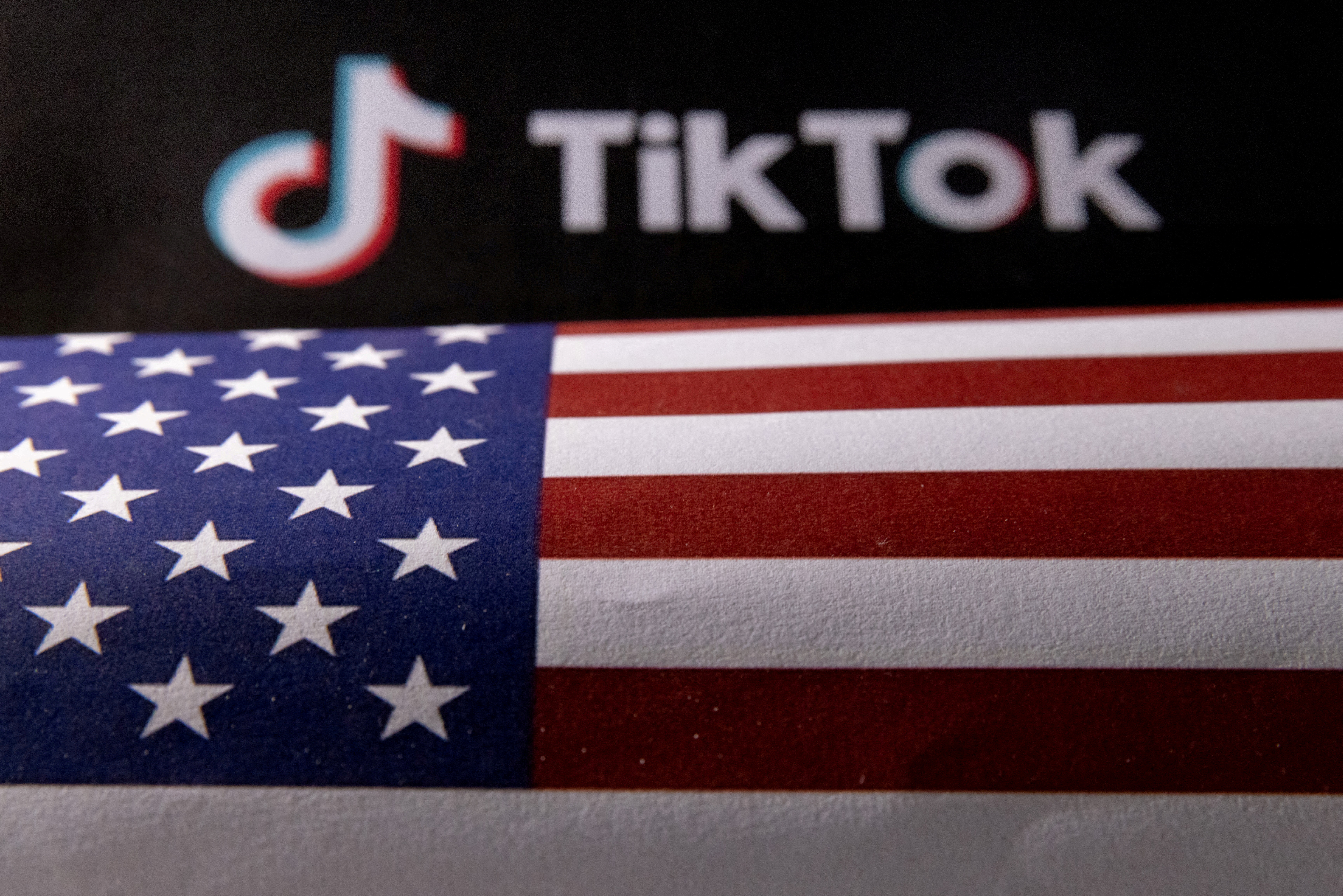 FILE PHOTO: U.S. flag and TikTok logo are seen in this illustration taken, June 2, 2023. 