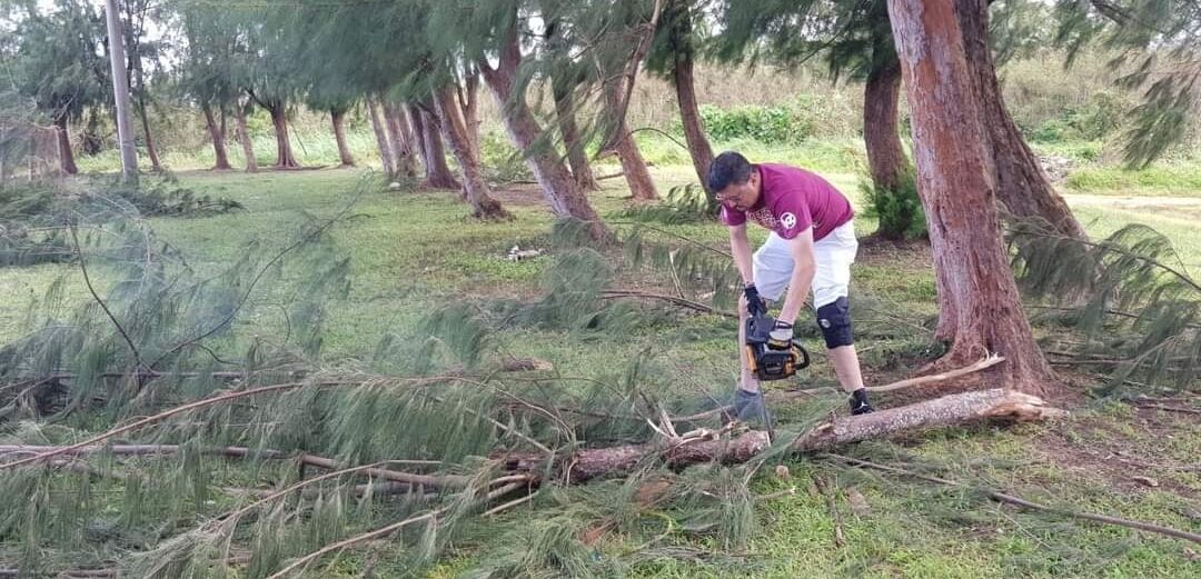 Rep. Propst operating the chainsaw in one of his clean up activities.