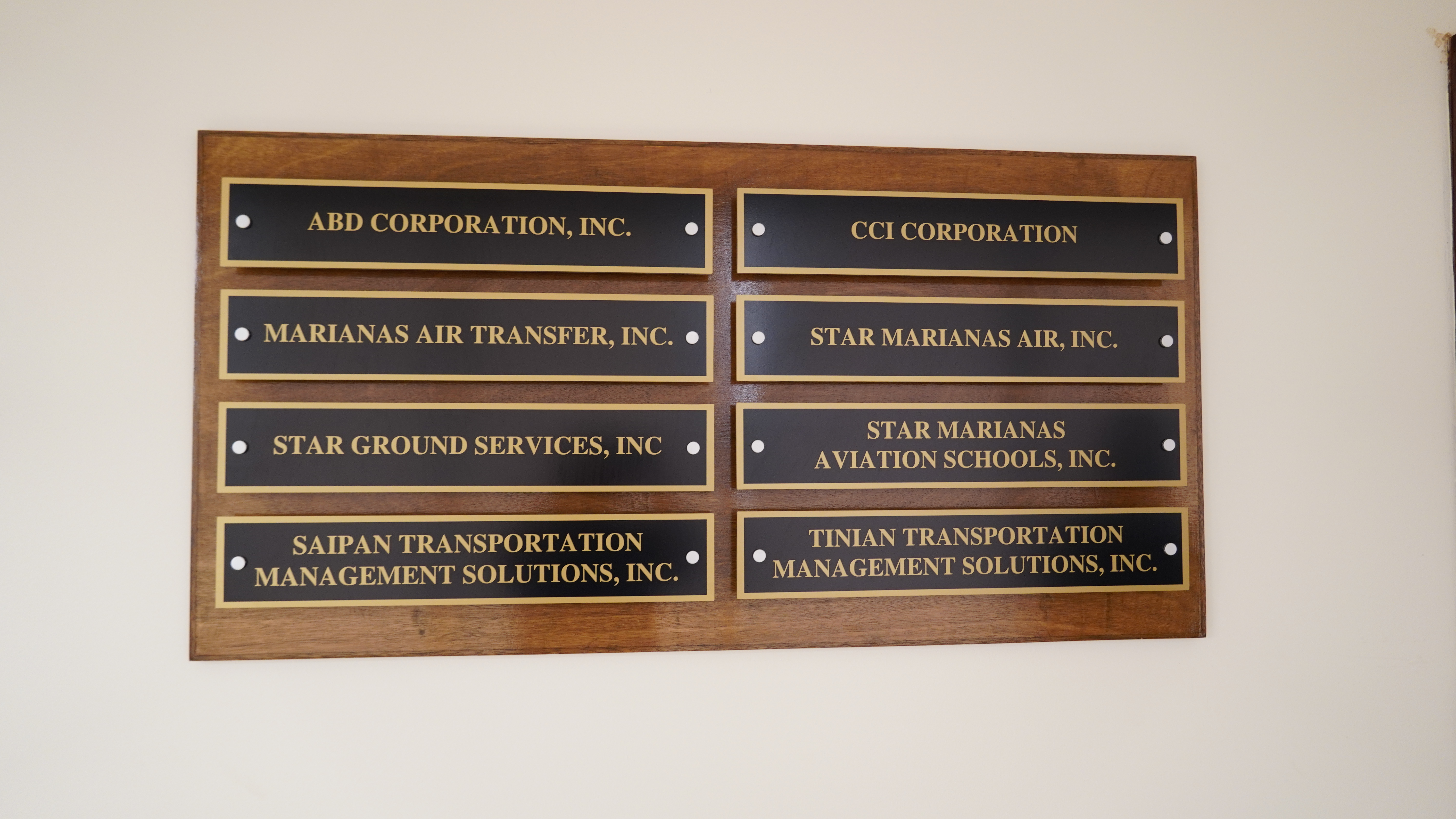 List of SMA's sister companies outside their conference room.