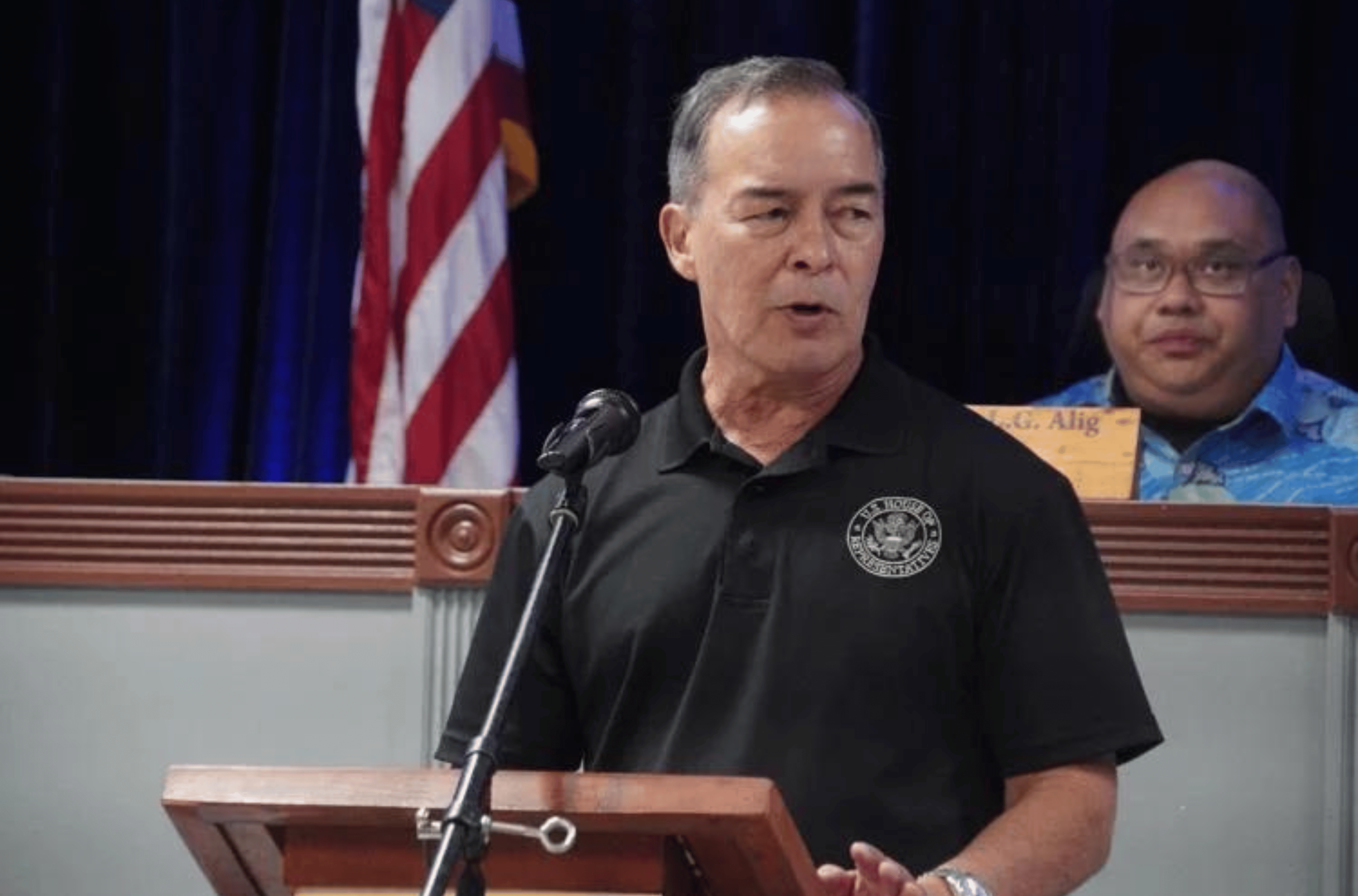 Guam Del. James Moylan makes an appearance at the Mayors' Council of Guam meeting to make an announcement on Wednesday, April 3, 2024 in Hagåtña. 