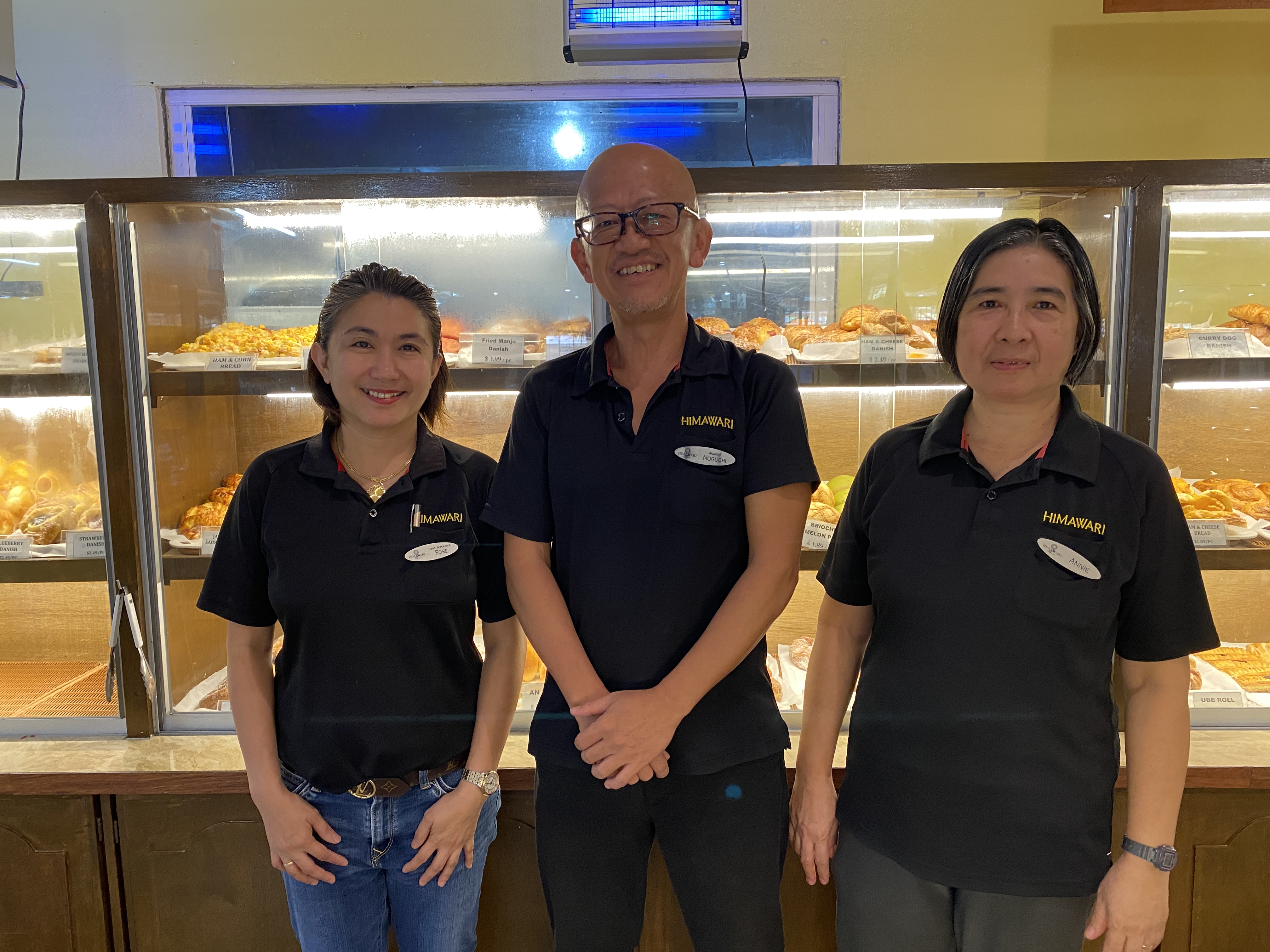 Himawari's longest serving employees have all been with the company since 2006. From left, Mary Rose Guevarra, Keisuke Noguchi, and Anita Cornista.