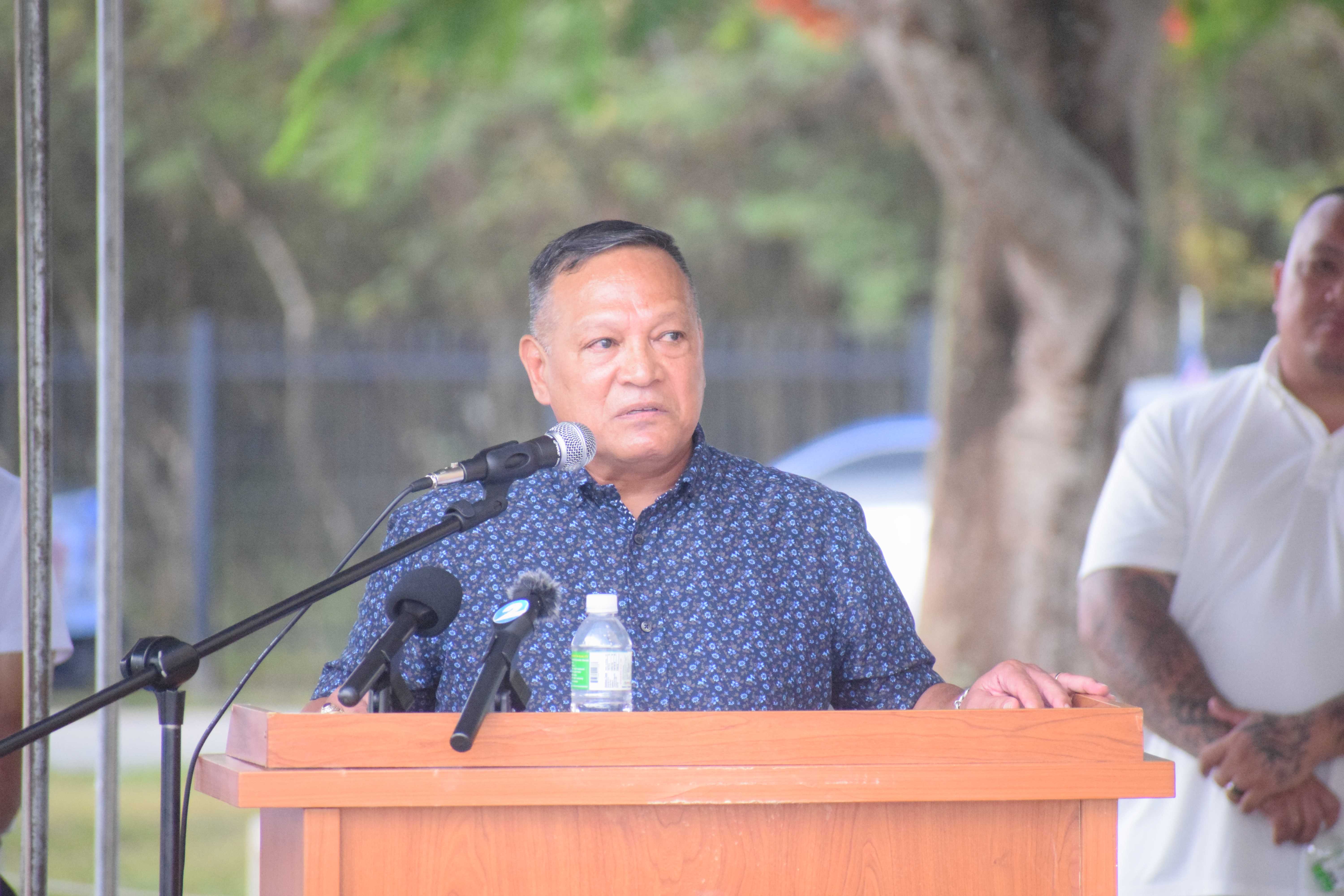 Special Assistant for Military Affairs Edward C. Camacho delivers his keynote address. A former Department of Public Safety commissioner, Camacho is also a retired U.S. Army lieutenant colonel.
