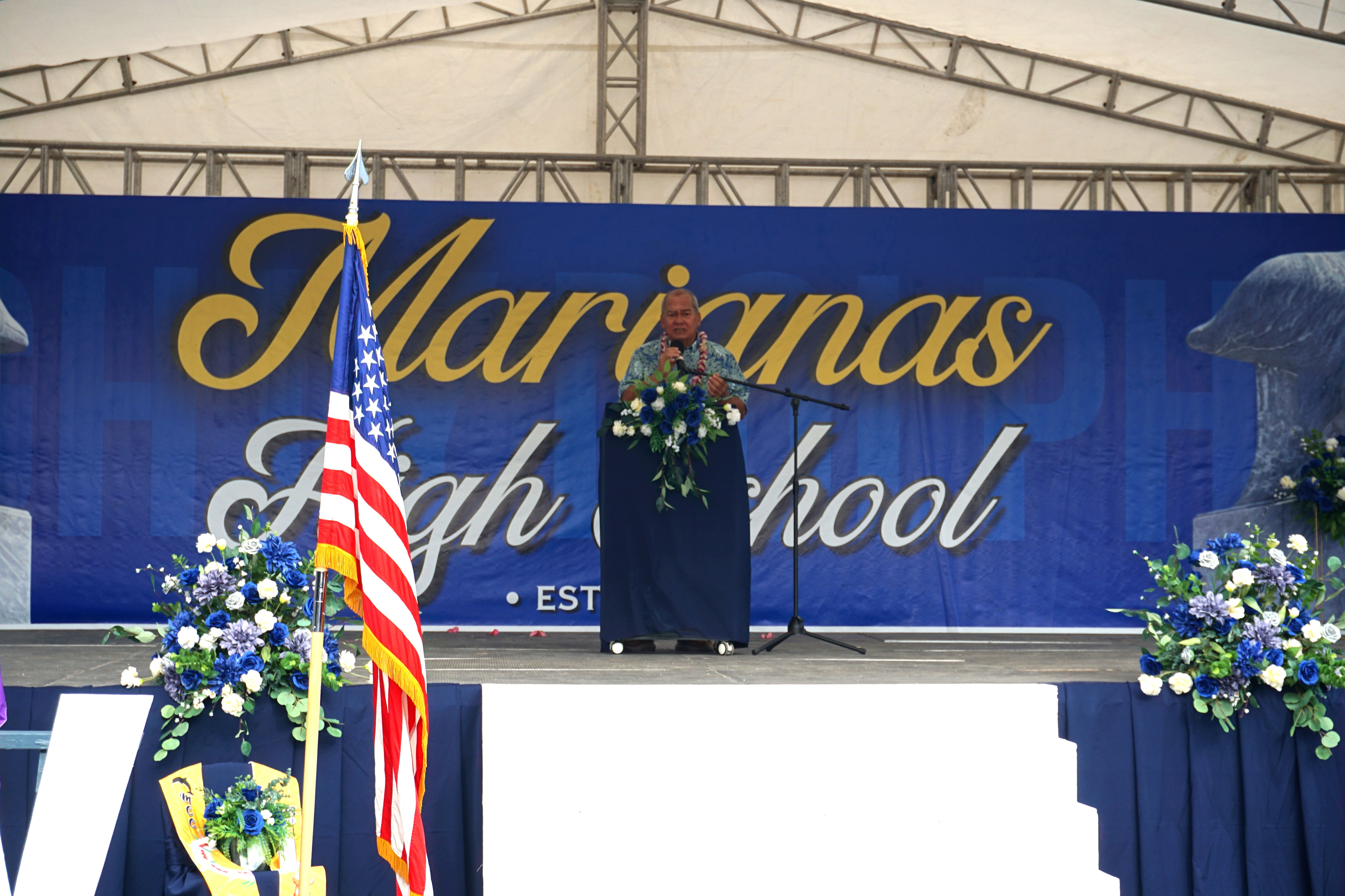 Former U.S. Congressman Gregorio Kilili Camacho Sablan delivers his remarks.